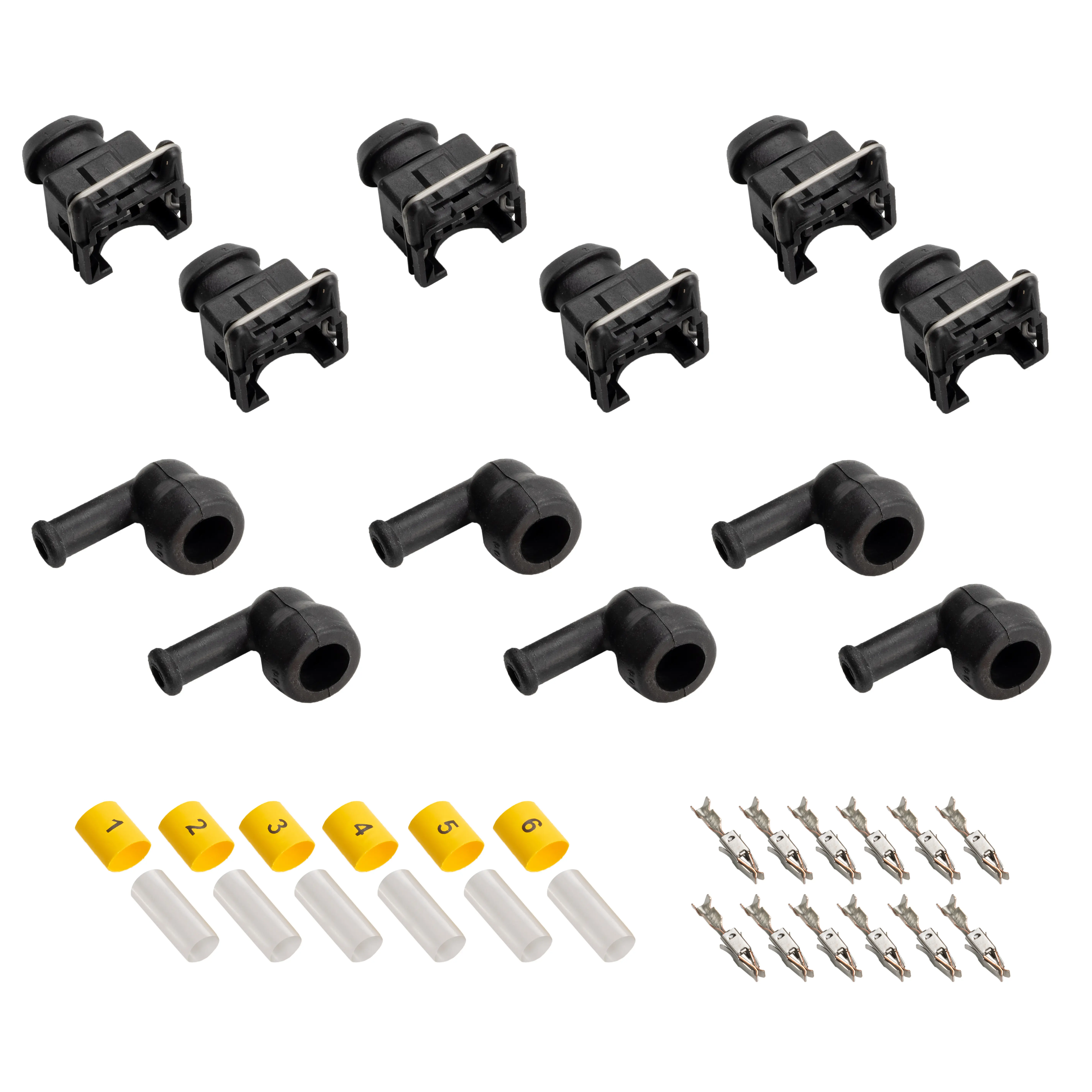 6 CYL INJECTOR CONNECTOR KIT W 90º BOOTS