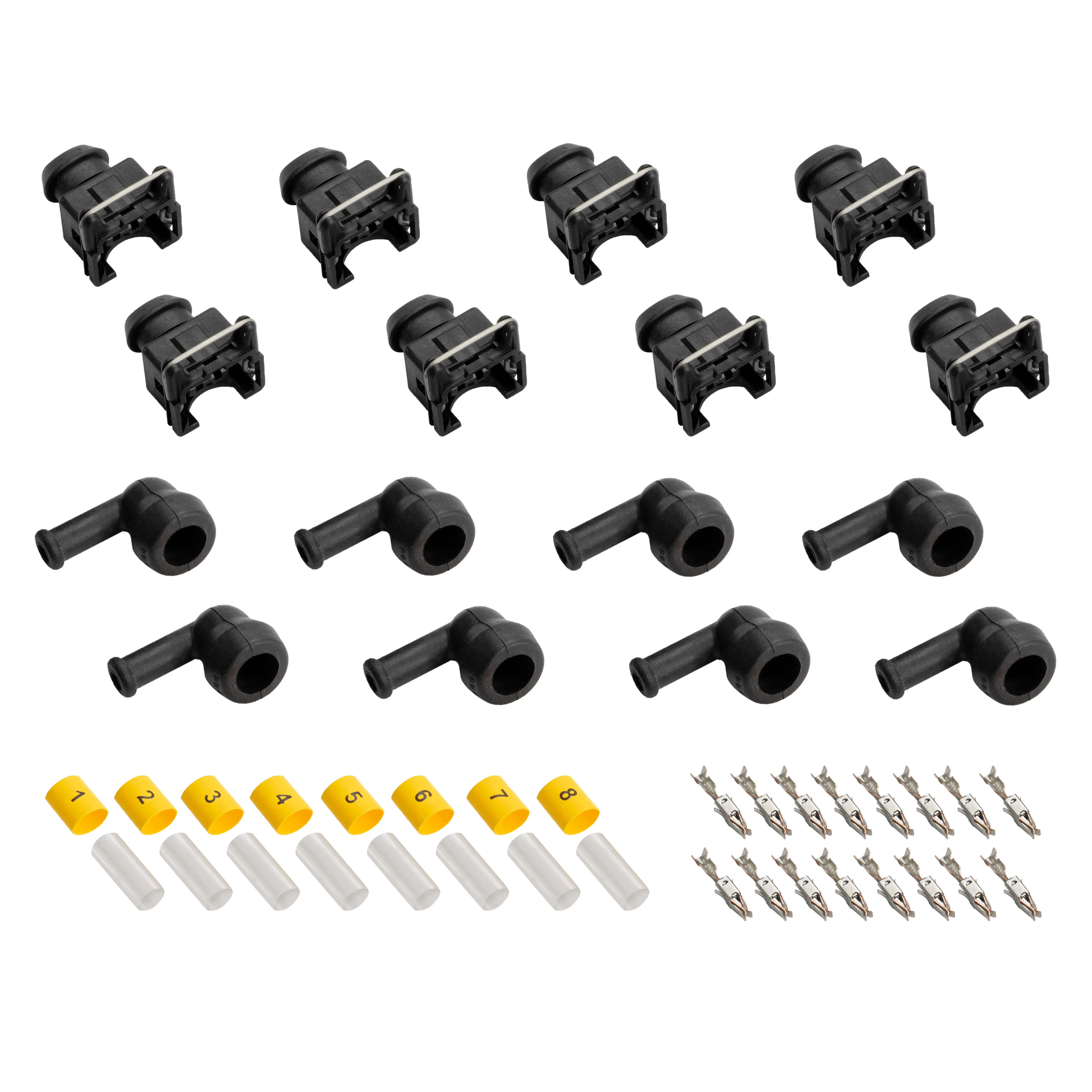 8 CYL INJECTOR CONNECTOR KIT W 90º BOOTS