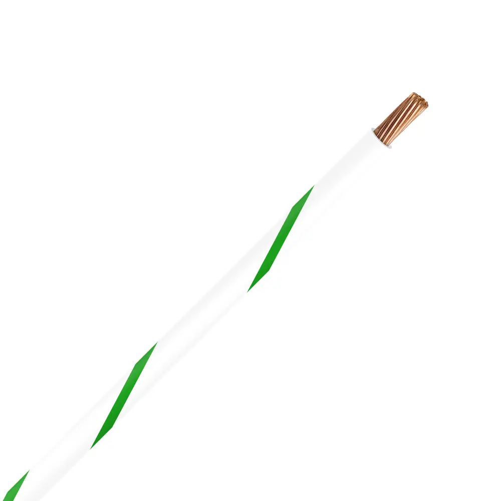 TXL 22 WHITE/GREEN STRIPED WIRE