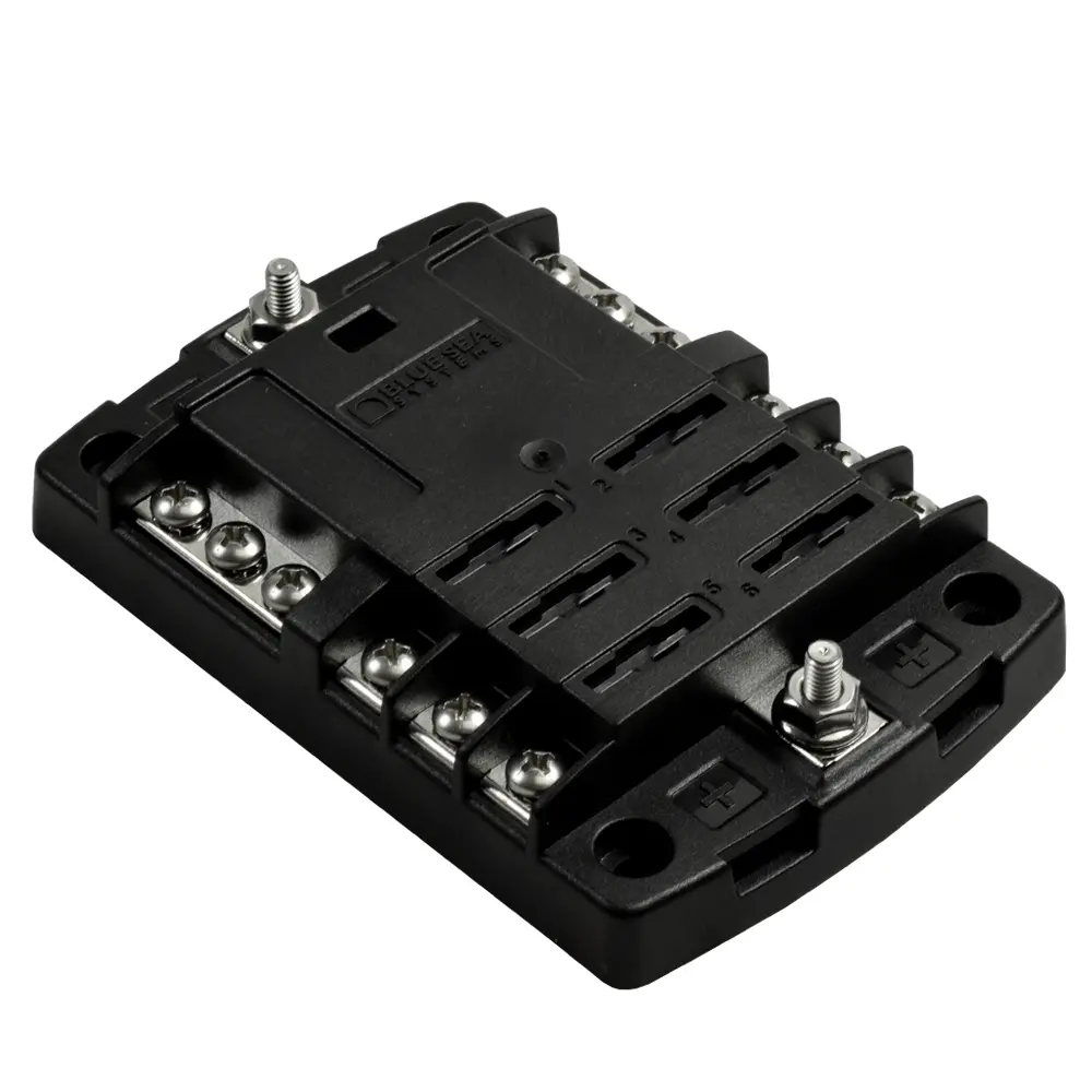 ST BLADE FUSE BLOCK - 6 CIRCUITS WITH NEGATIVE BUS AND COVER