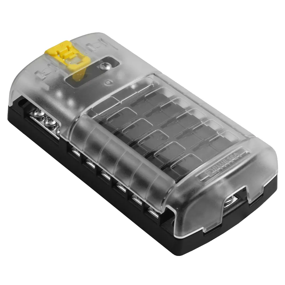 ST Blade Fuse BLOCK - 12 CIRCUITS with NEGATIVE BUS and Cover - 5026, image 1 of 2