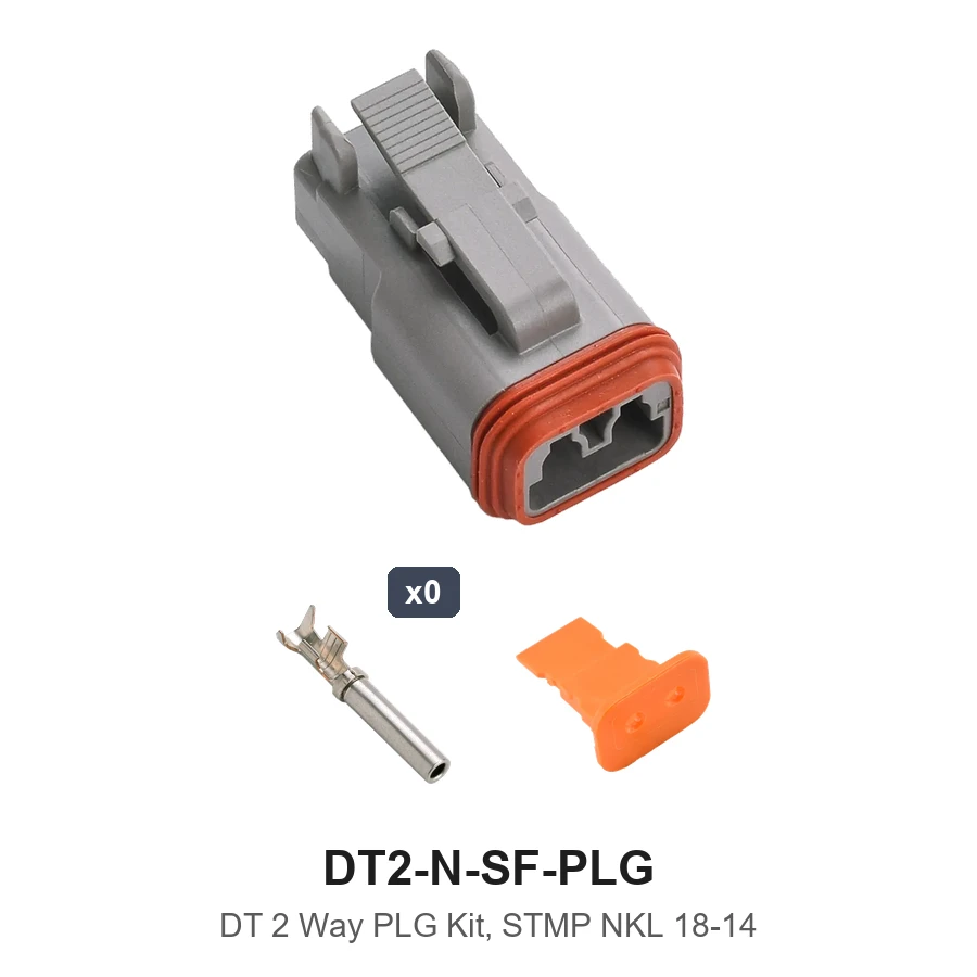 Deutsch DT 2 Way Plug Kit Stamped Nickel - DT2-N-SF-PLG