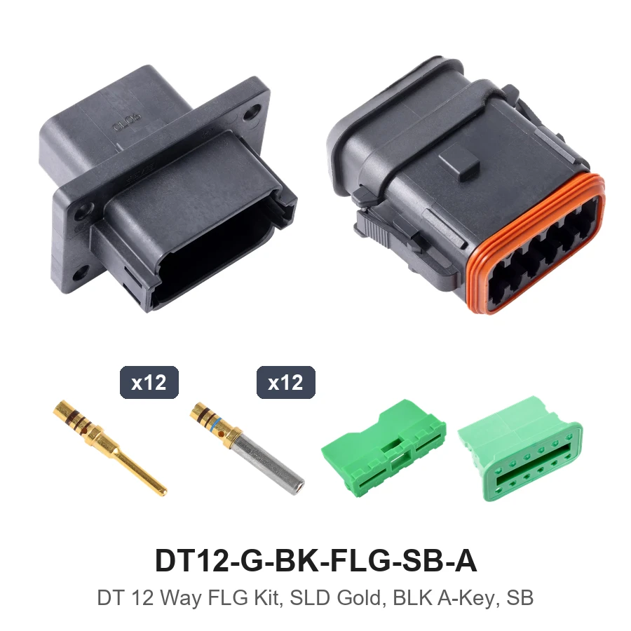 DT 12 Way FLG Kit, SLD Gold, BLK A-KEY, SB - DT12-G-BK-FLG-SB-A