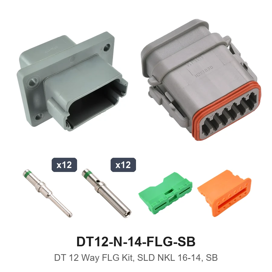 DT 12 Way FLG Kit, SLD NKL 16-14, SB - DT12-N-14-FLG-SB