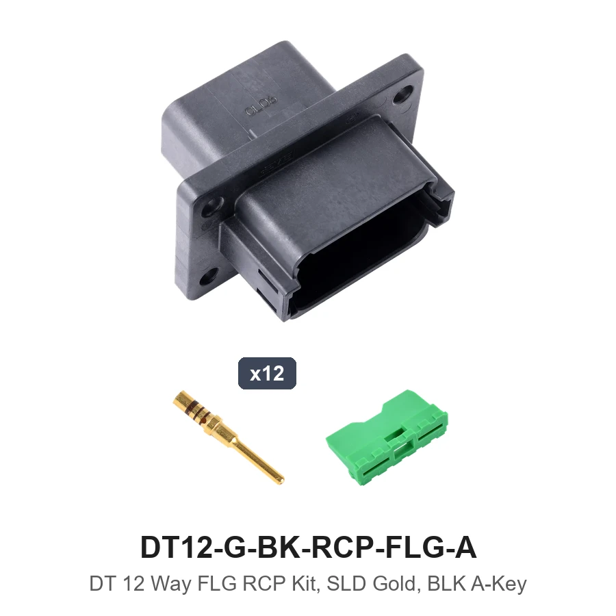 DT 12 Way FLG RCP Kit, SLD Gold, BLK A-KEY - DT12-G-BK-RCP-FLG-A