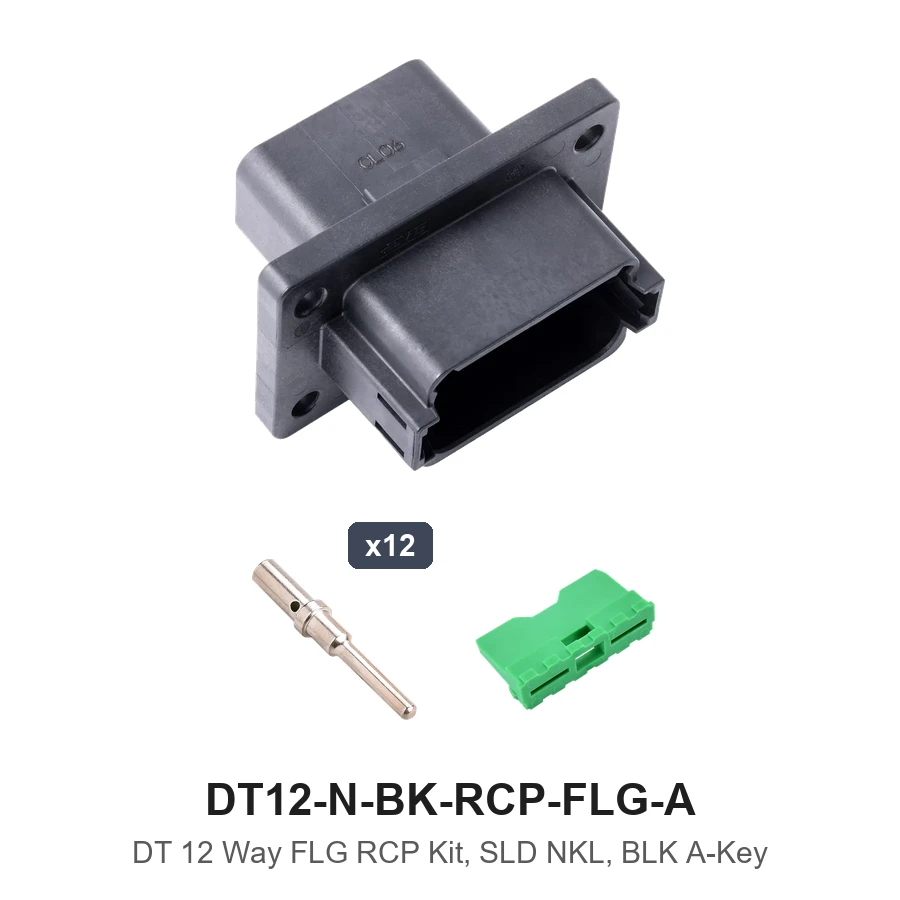 DT 12 Way FLG RCP Kit, SLD NKL, BLK A-KEY - DT12-N-BK-RCP-FLG-A