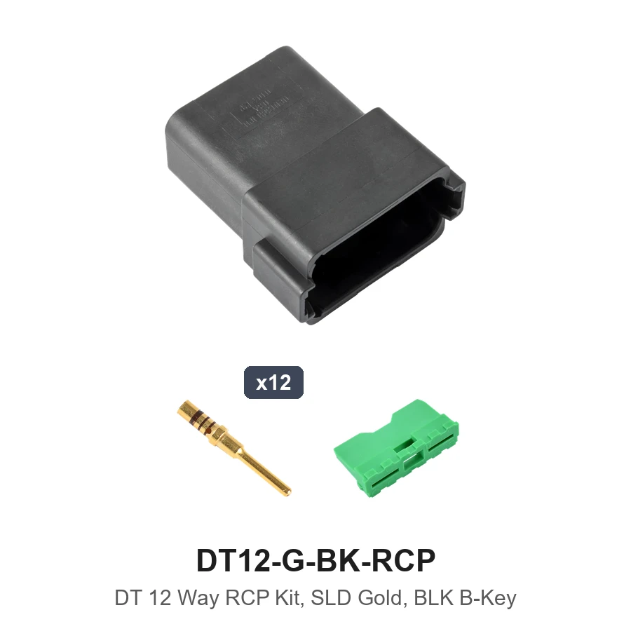 DT 12 Way Kit Solid Gold Black Recep - DT12-G-BK-RCP