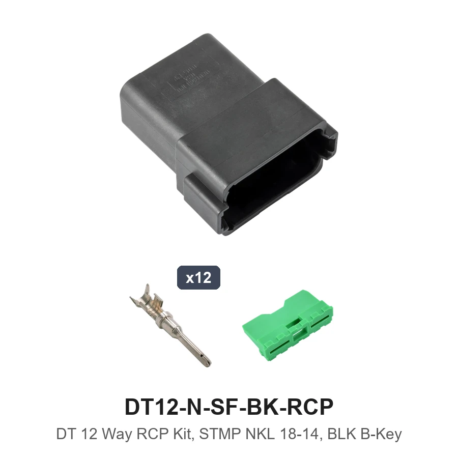 DT 12 Way Kit Stamped Nickel Black Recep - DT12-N-SF-BK-RCP