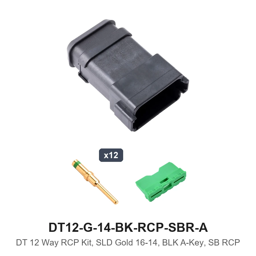 DT 12 Way RCP Kit, SLD Gold 16-14, BLK A-KEY, SB RCP - DT12-G-14-BK-RCP-SBR-A
