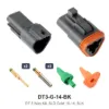 DT 3 Pin Conn Kit Solid Gold 16-14 Black - DT3-G-14-BK