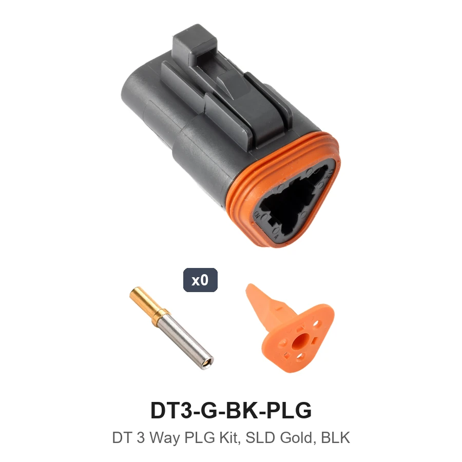 DT 3 Pin Plug Kit Solid Gold Black - DT3-G-BK-PLG