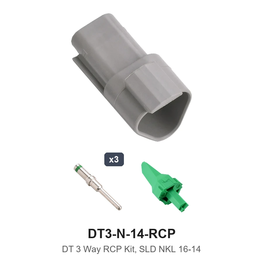 DT 3 Pin Receptacle Kit Solid 16-14 - DT3-N-14-RCP