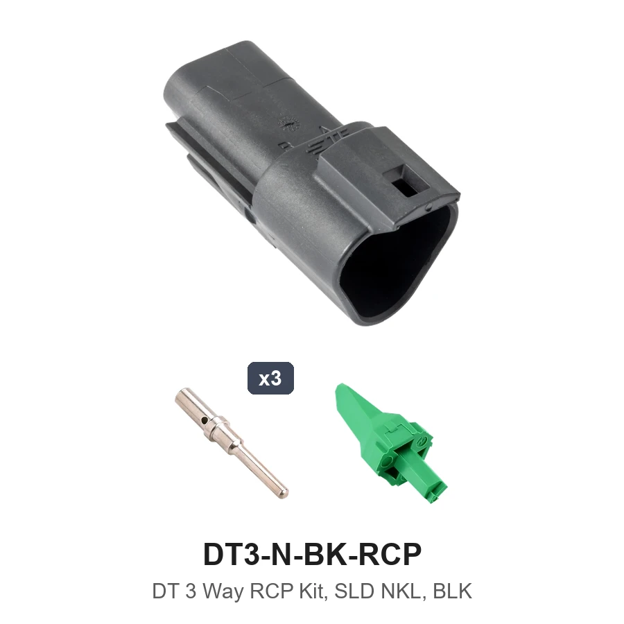 DT 3 Pin Receptacle Kit Solid Black - DT3-N-BK-RCP