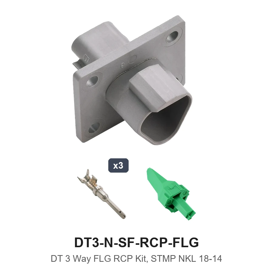 DT 3 Way Flanged Kit Stamped Nickel Recep - DT3-N-SF-RCP-FLG