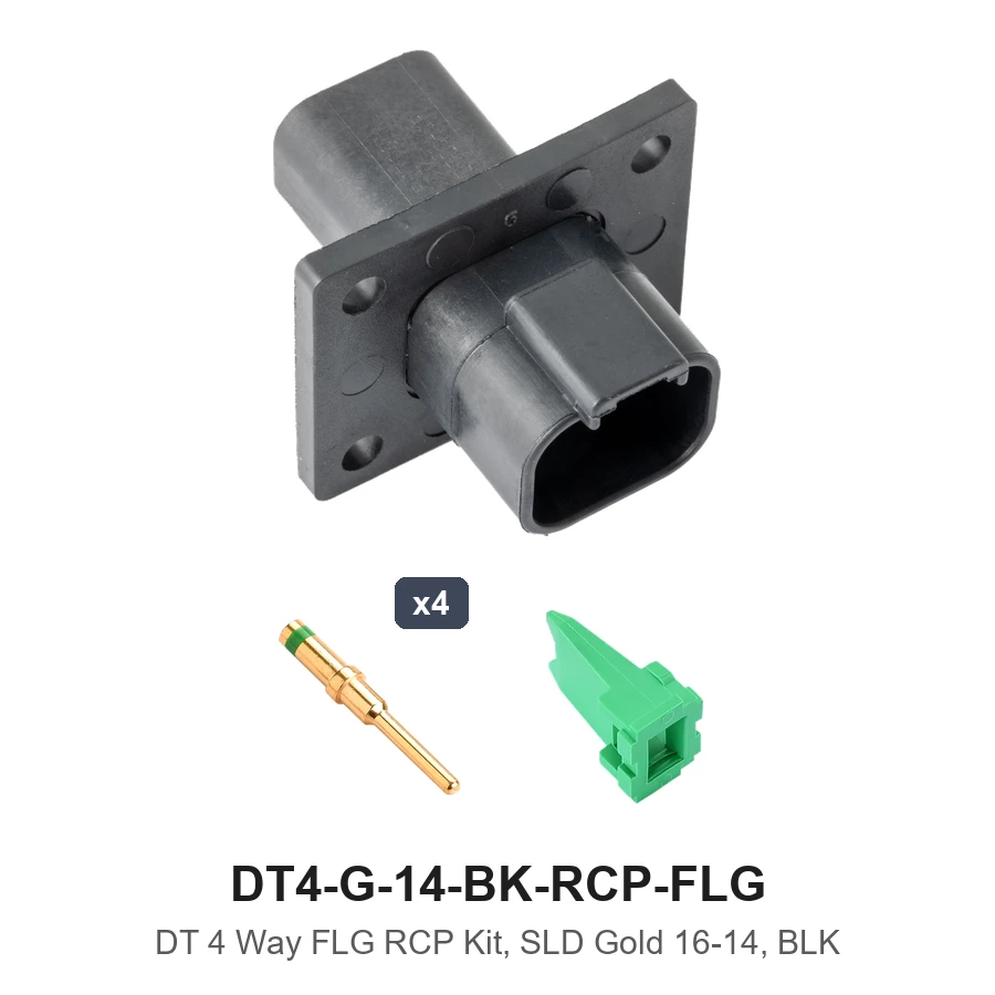 DT 4 Way FLG RCP Kit, SLD Gold 16-14, BLK - DT4-G-14-BK-RCP-FLG