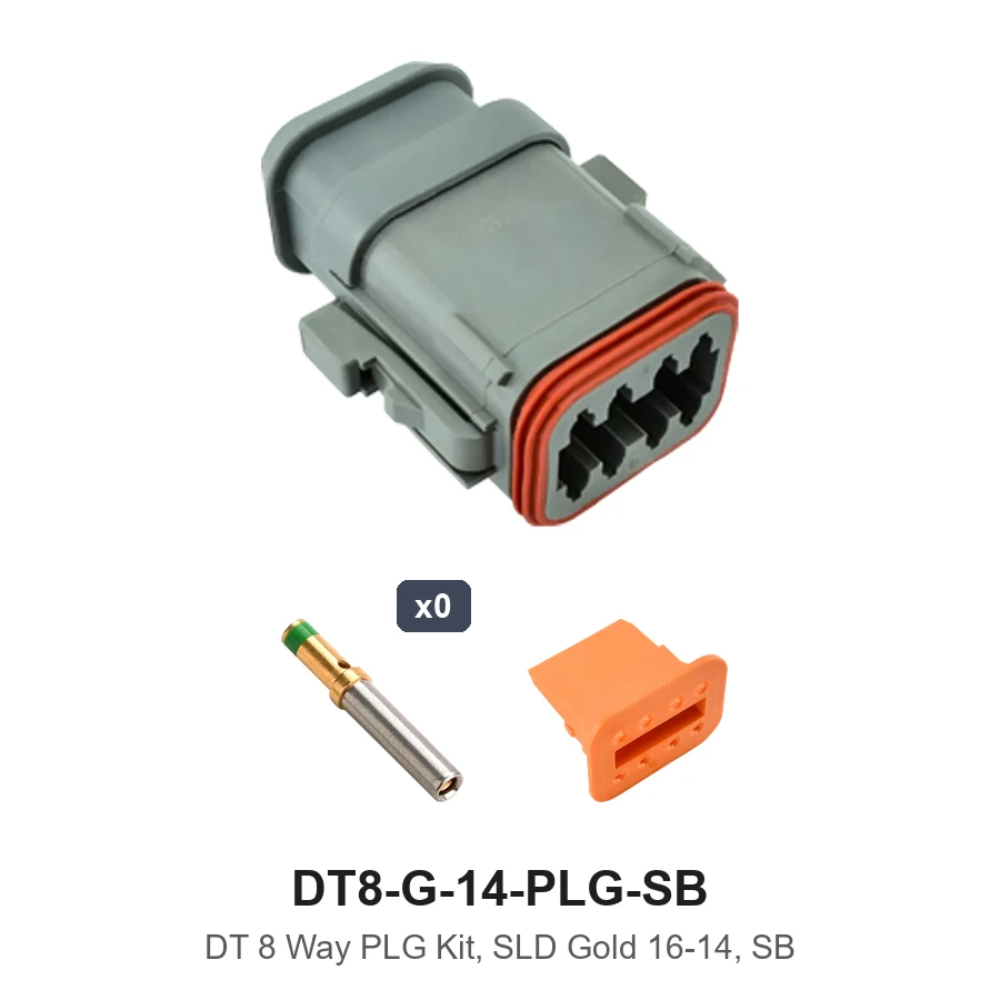 DT 6 Pin Plug Conn Solid Gold 16-14 SB - DT8-G-14-PLG-SB