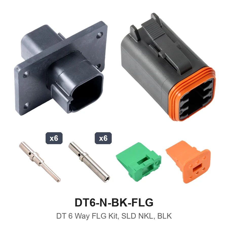 DT 6 Way FLG Kit, SLD NKL, BLK - DT6-N-BK-FLG