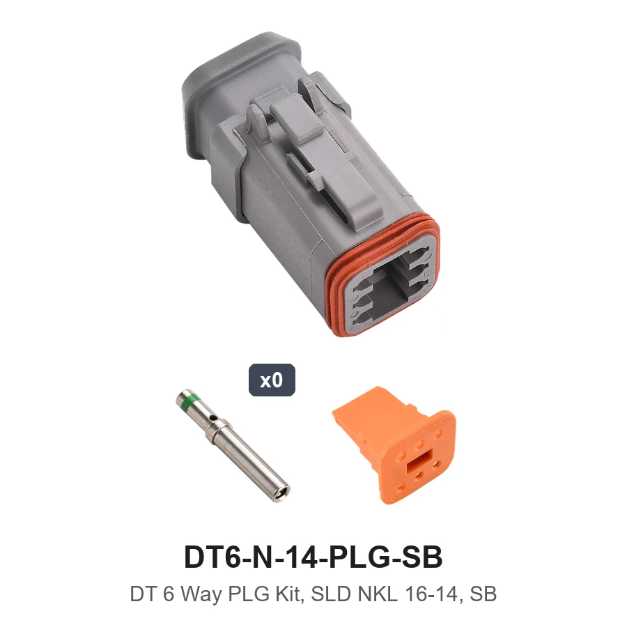 DT 6 Way Plug Kit Solid Nickel 16-14 SB - DT6-N-14-PLG-SB