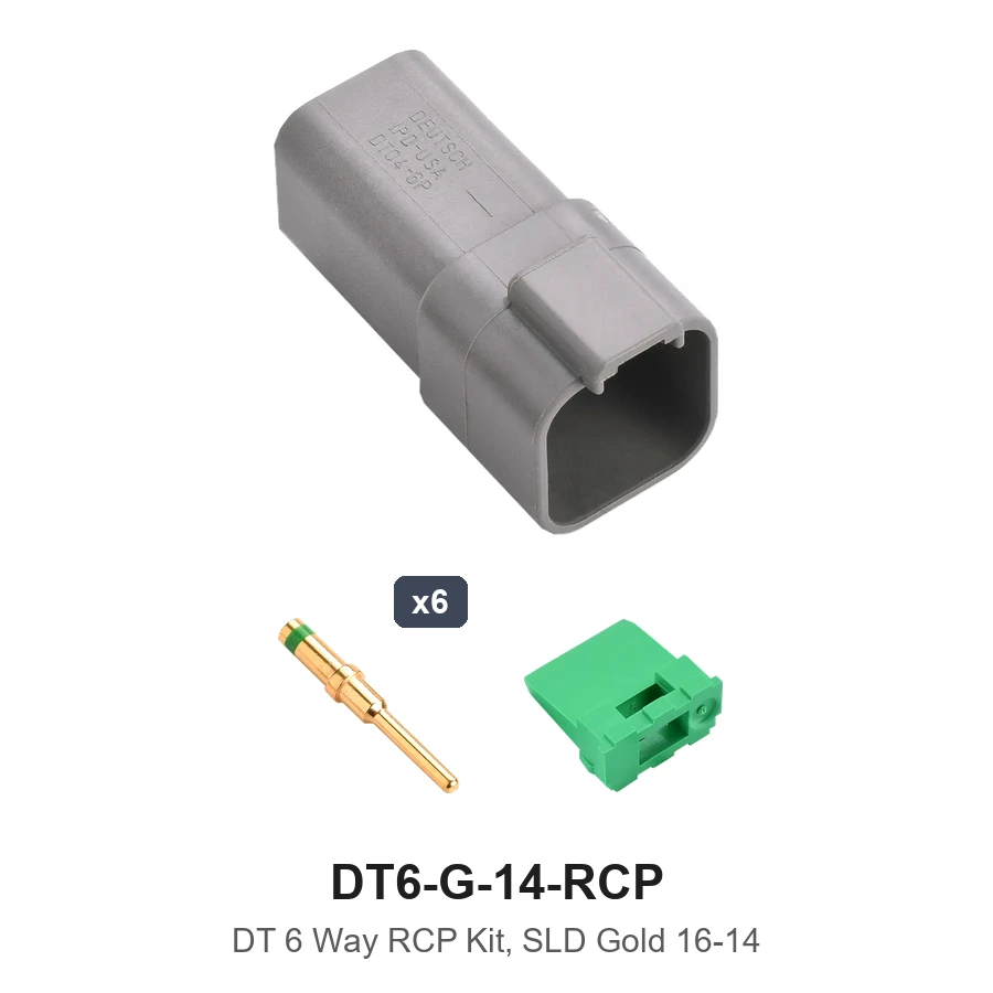 DT 6 Way Receptacle Kit Solid Gold 16-14 - DT6-G-14-RCP