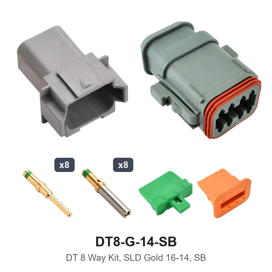 DT 8 Pin Conn Solid Gold 16-14 SB - DT8-G-14-SB
