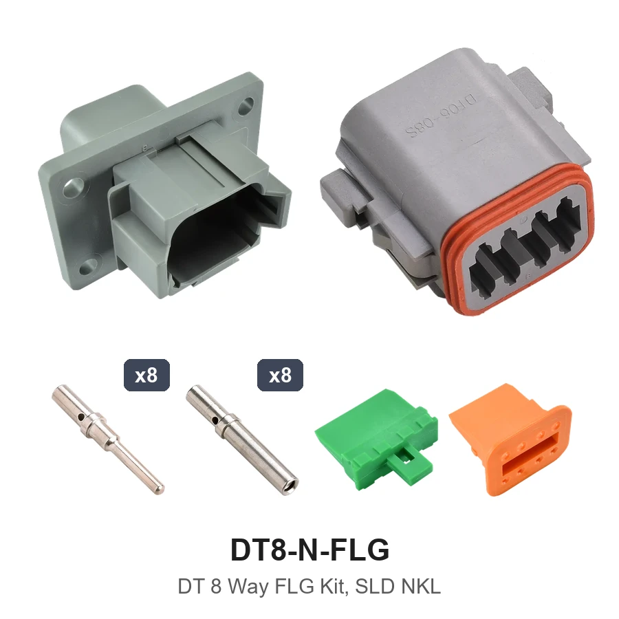 DT 8 Pin Way Flanged Kit Nickel Solid - DT8-N-FLG