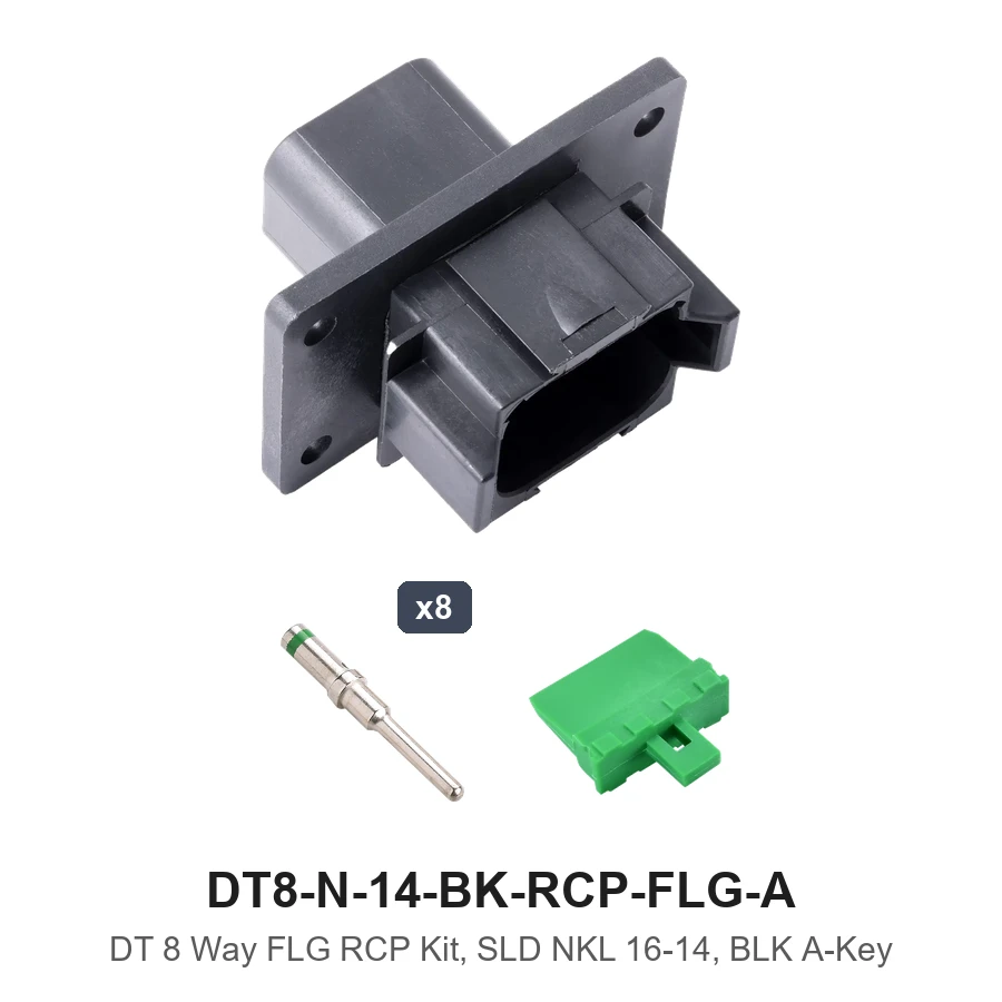 DT 8 Way FLG RCP Kit, SLD NKL 16-14, BLK A-KEY - DT8-N-14-BK-RCP-FLG-A