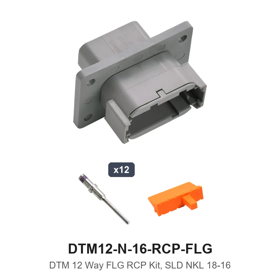DTM 12 Way Flanged Recep Kit Solid 18-16 - DTM12-N-16-RCP-FLG