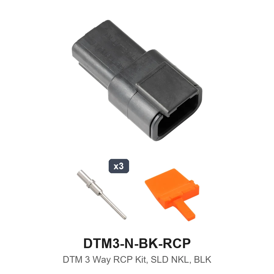 DTM 3 Way Receptacle Kit Nickel Solid Black - DTM3-N-BK-RCP