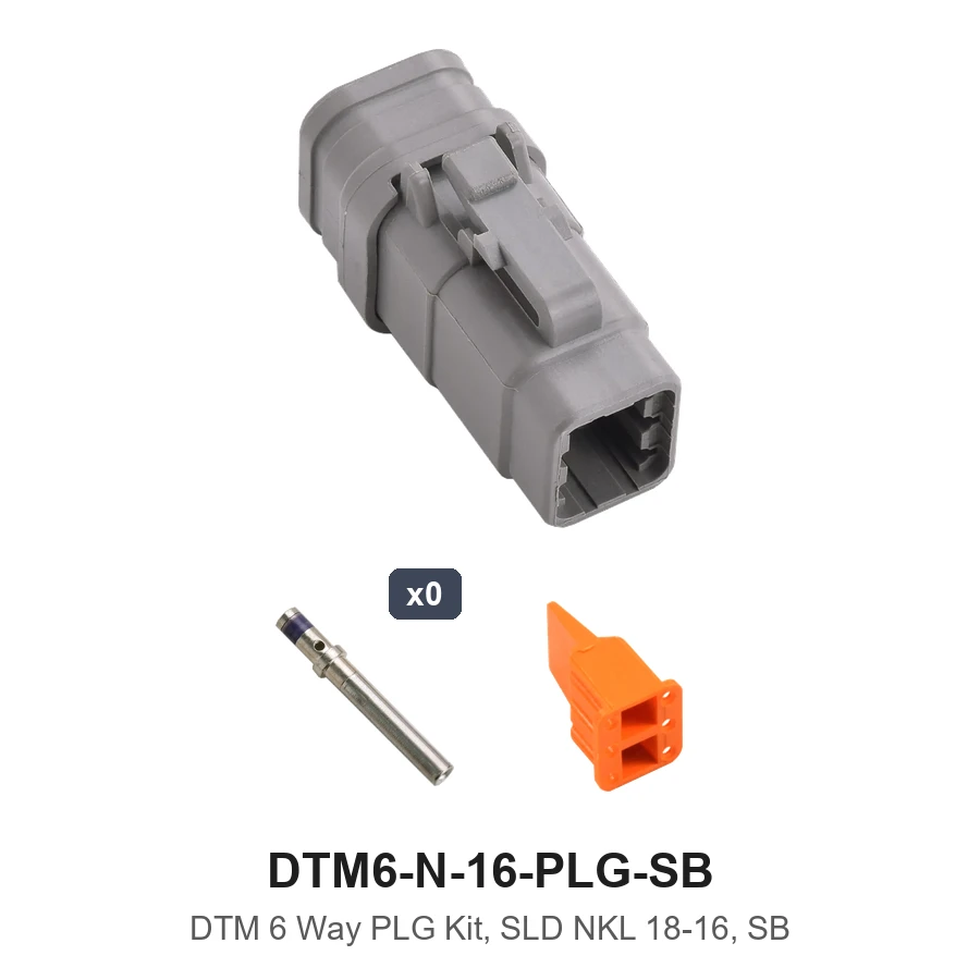 DTM 6 Way Plug Kit Nickel Solid 18-16 SB - DTM6-N-16-PLG-SB