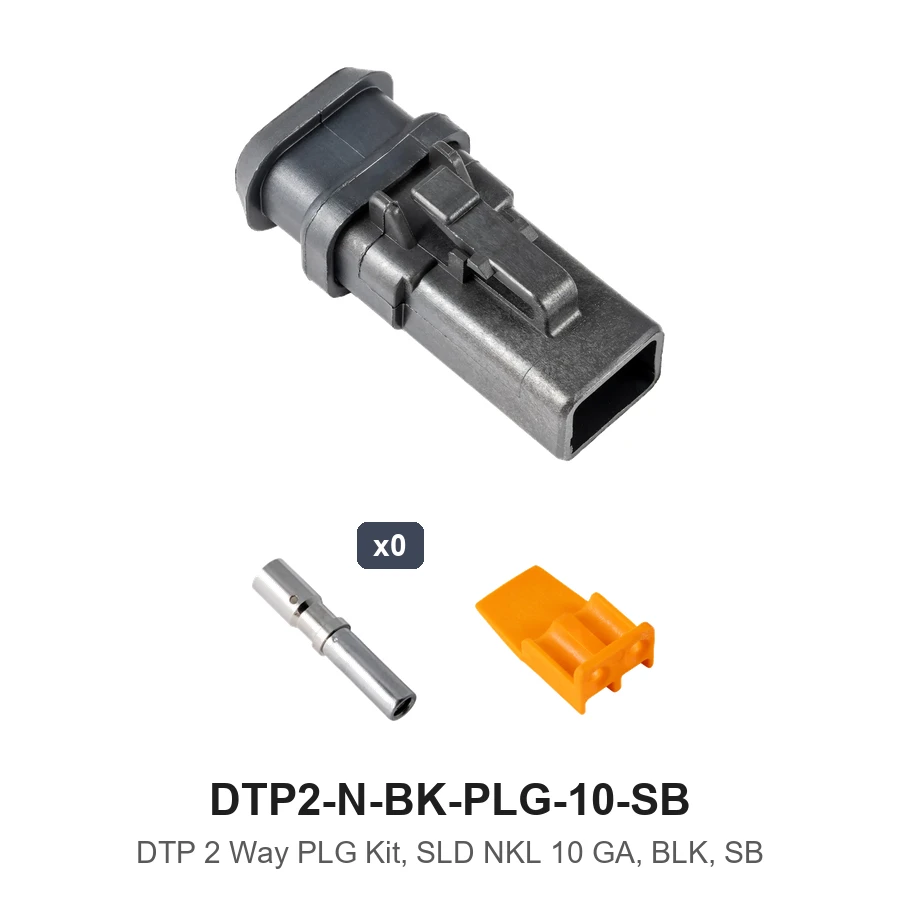 DTP 2 Way Plug Kit Solid Nickle 10 GA Black SB - DTP2-N-BK-PLG-10-SB